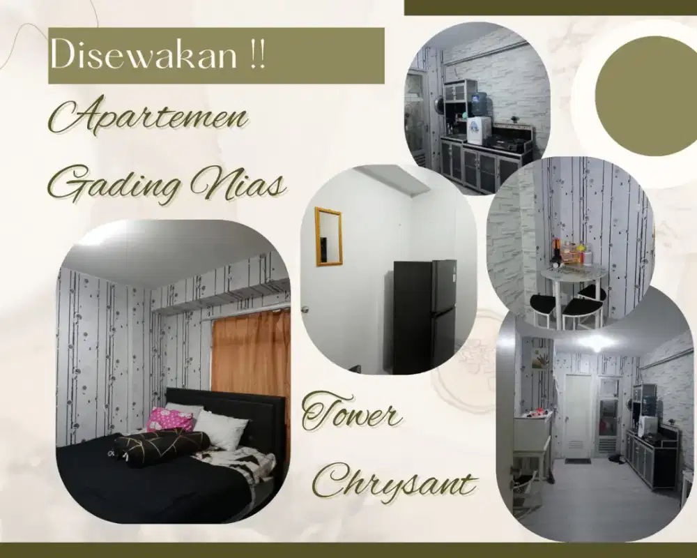 Disewakan apartemen Gading Nias FULL FURNISHED 15 juta/tahun bisa nego