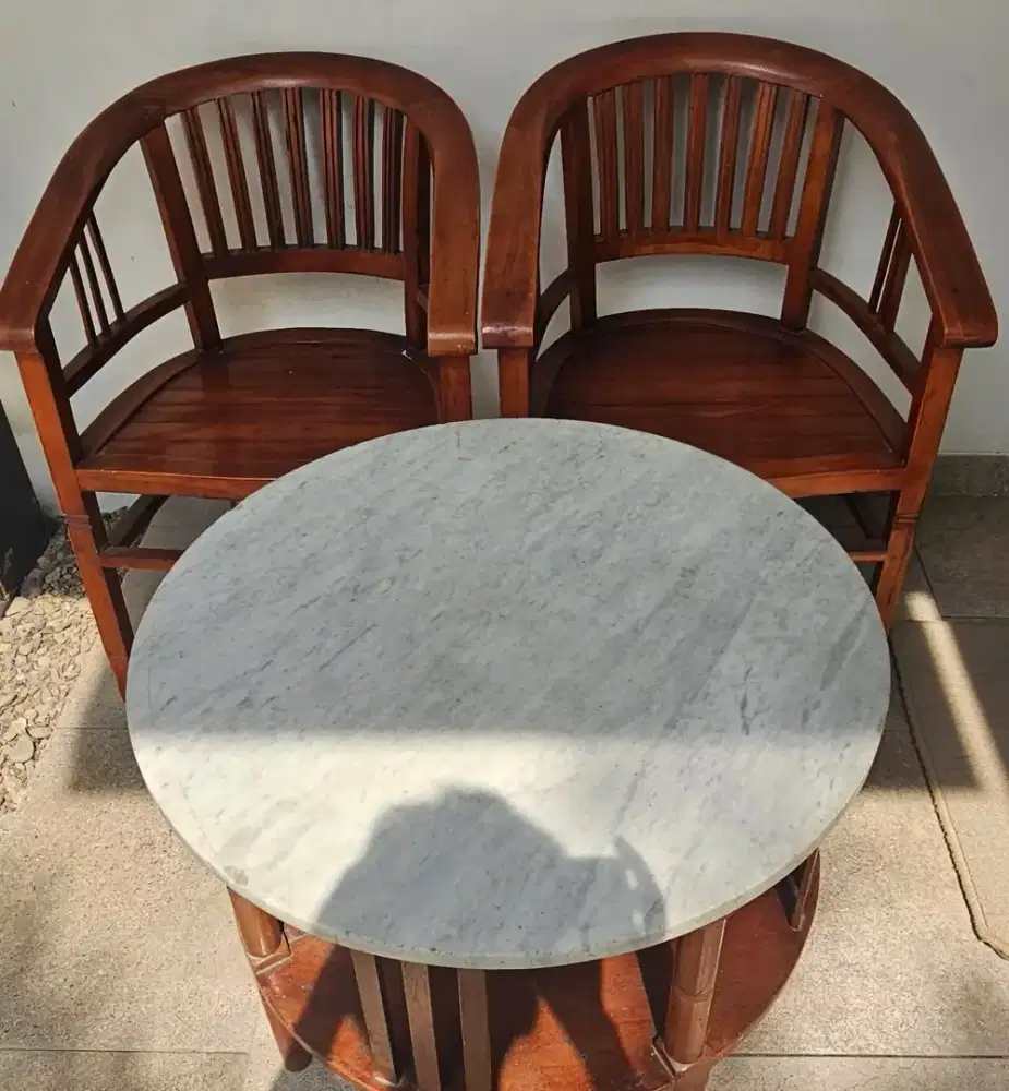 Meja Marmer Antik Langka 1 Set