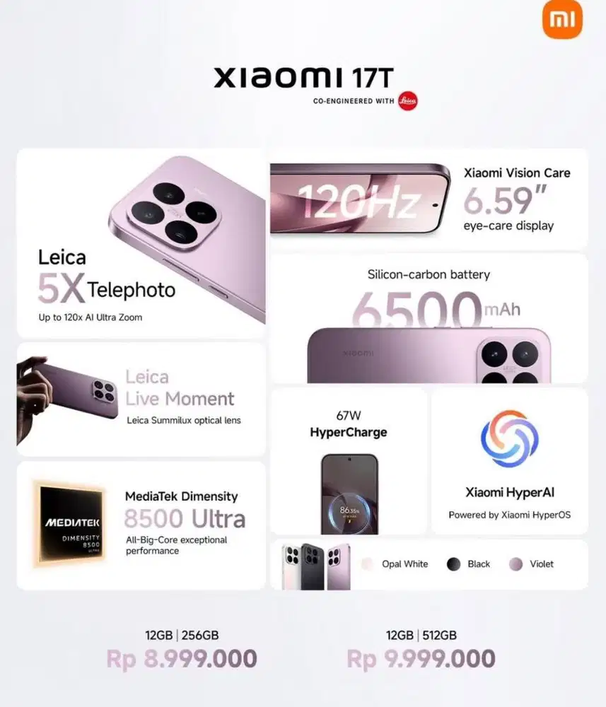 XIAOMI 17T ( PROMO CICILAN DAN TUKER TAMBAH )