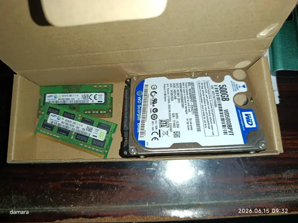 2x4gb dan hdd 2,5 wd blue 500gb