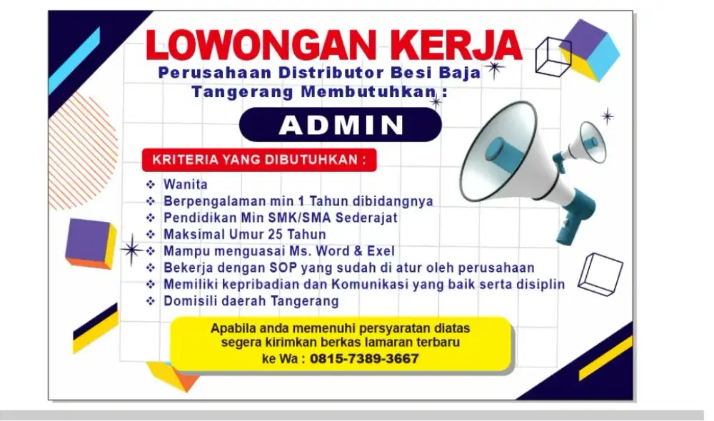 Lowongan Kerja  Admin