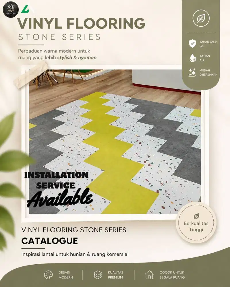 inyl Flooring Stone Series 3mm Motif Beton & Terrazzo Waterproof Lanta