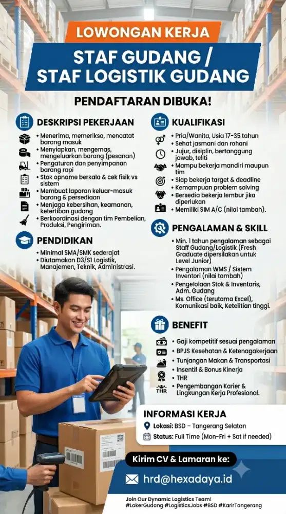 LOWONGAN KERJA STAFF GUDANG/WAREHOUSE