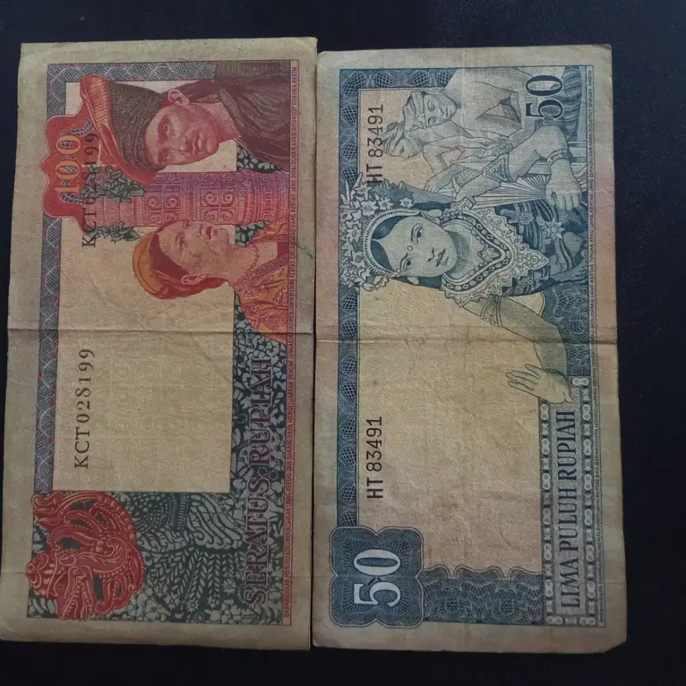 Uang kertas kuno 50 rupiah & 100 rupiah th 1960