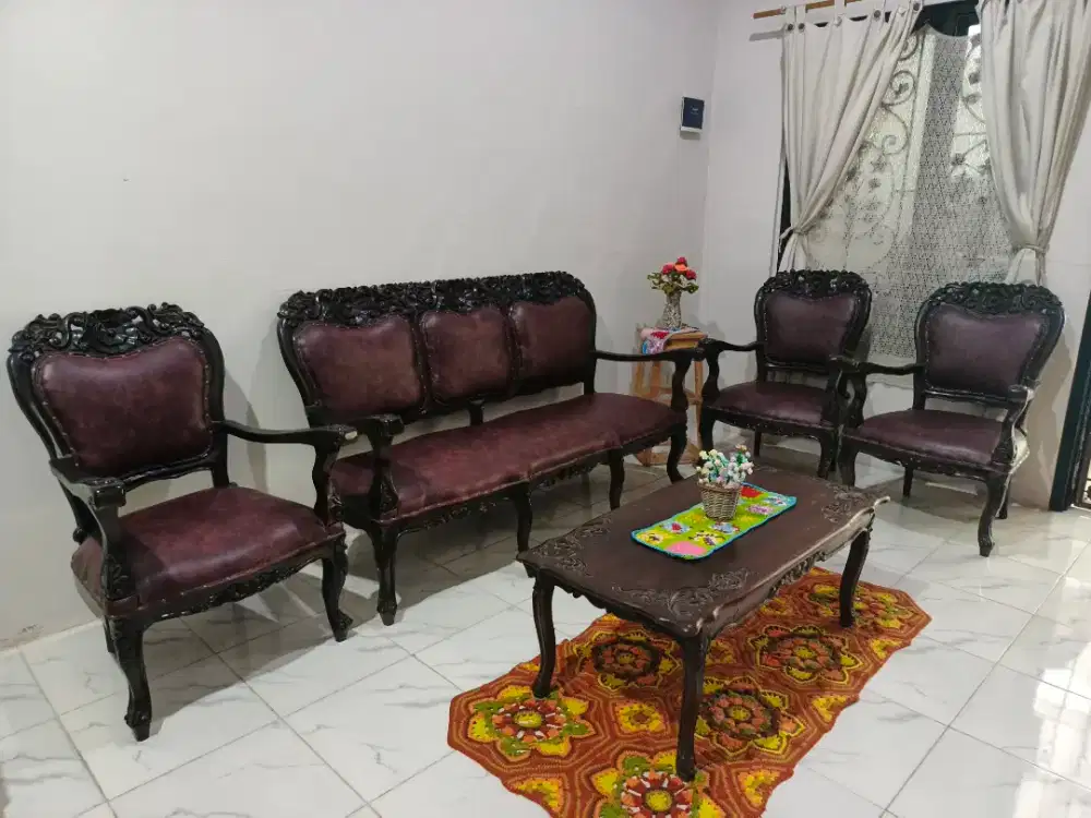 Preloved kursi tamu klasik kayu jati