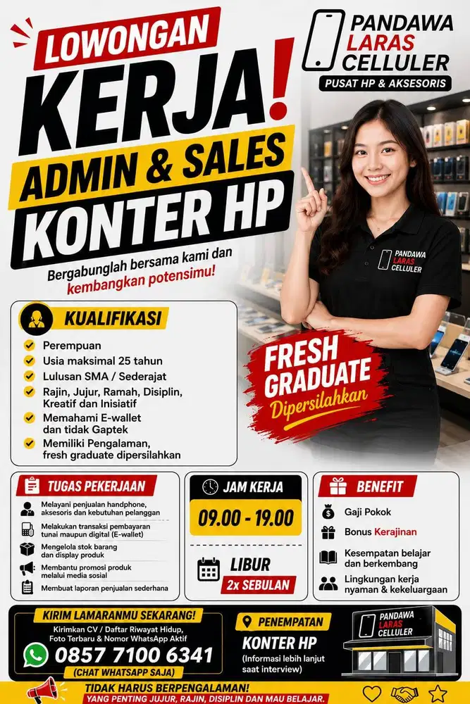 DICARI SEGERA - PENJAGA KONTER HP & PULSA
