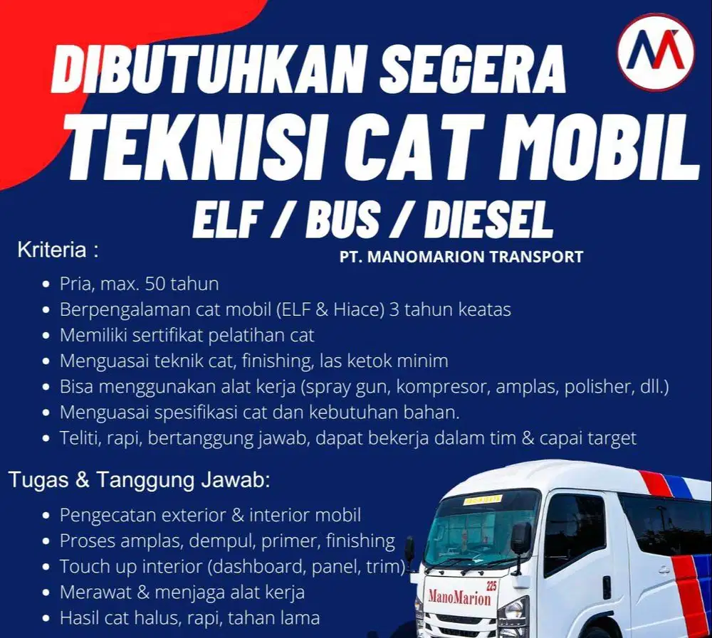 Dibutuhkan Segera Mekanik Cat