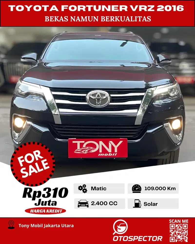 Toyota Fortuner VRZ AT 2016 Hitam