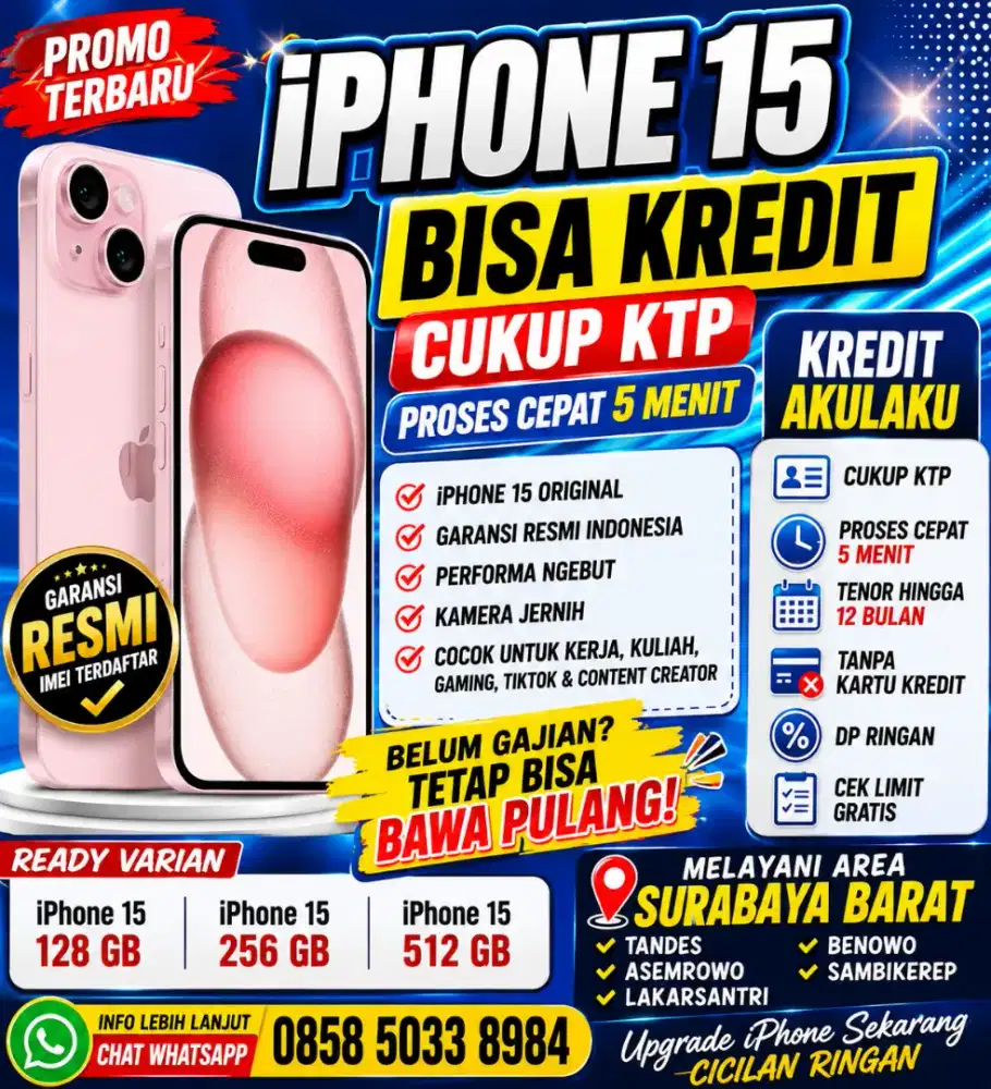 iPhone 15 Bisa Kredit Akulaku Cukup KTP Surabaya Barat