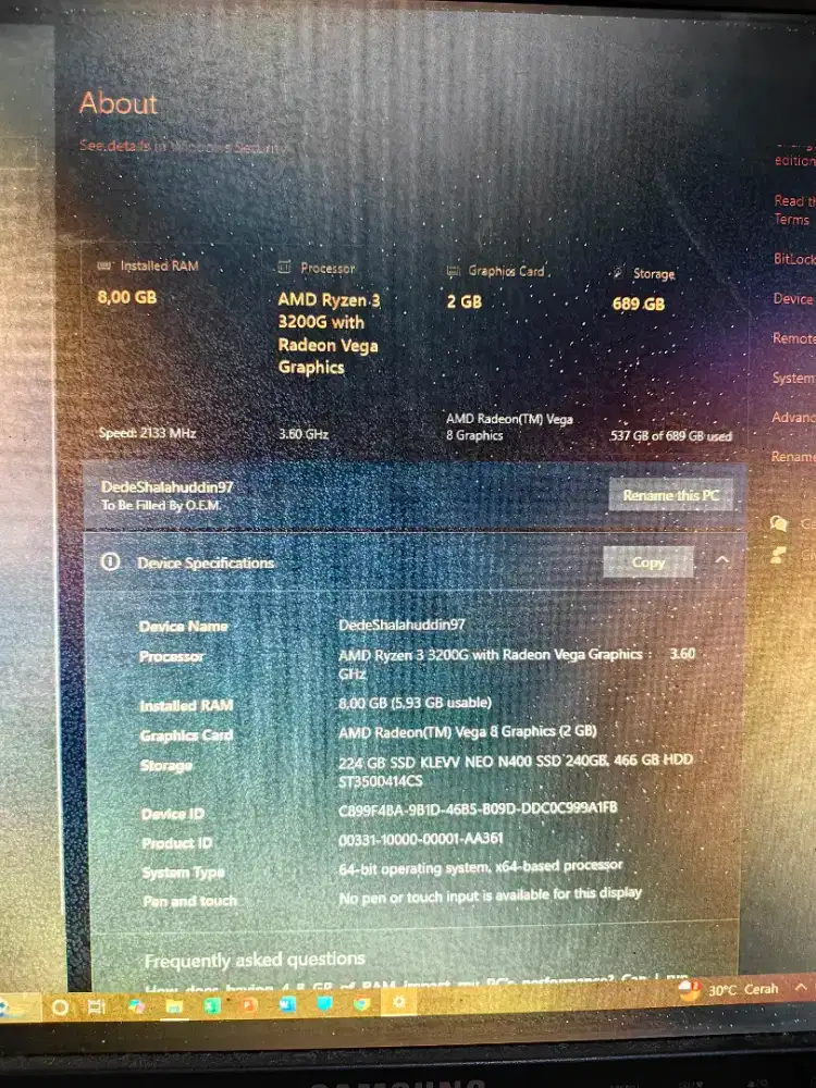 PC AMD ryzen 3200G