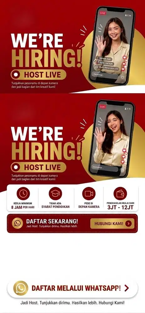 DICARI LOKER HOST LIVE TIKTOK WANITA