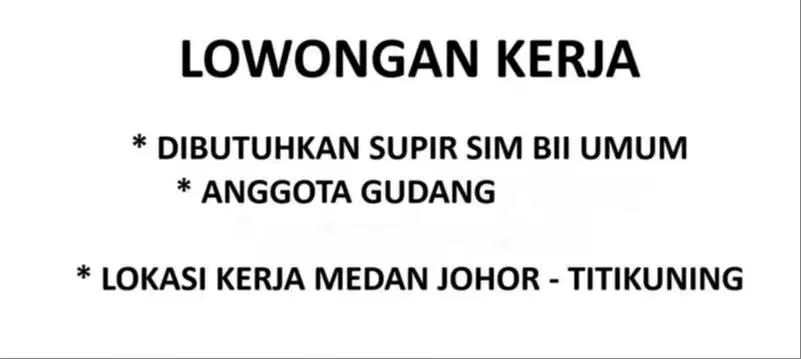 LOWONGAN KERJA DRIVER DAN GUDANG