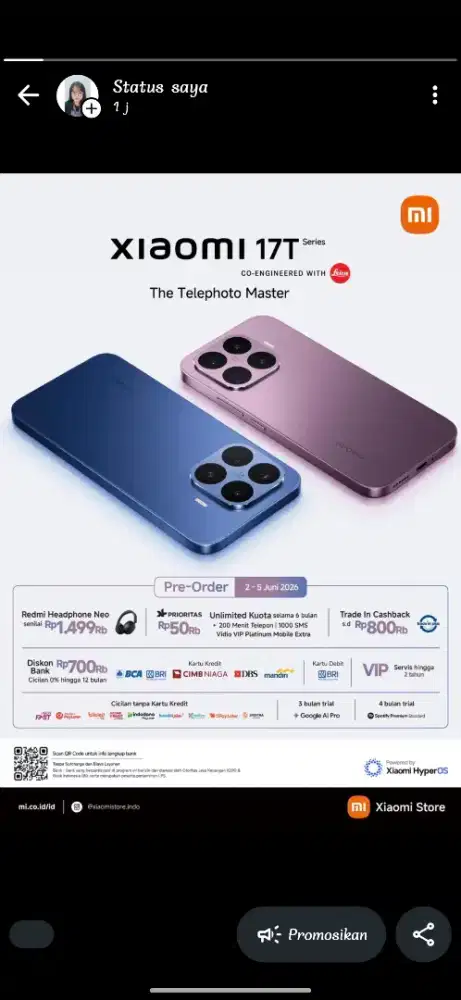 Xiaomi 17T Series Ready Stock Free Headphone