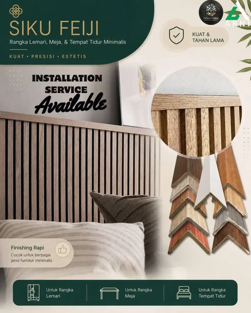 Siku Feiji PVC Motif Kayu Untuk Rangka Lemari Meja Tempat Tidur Minima