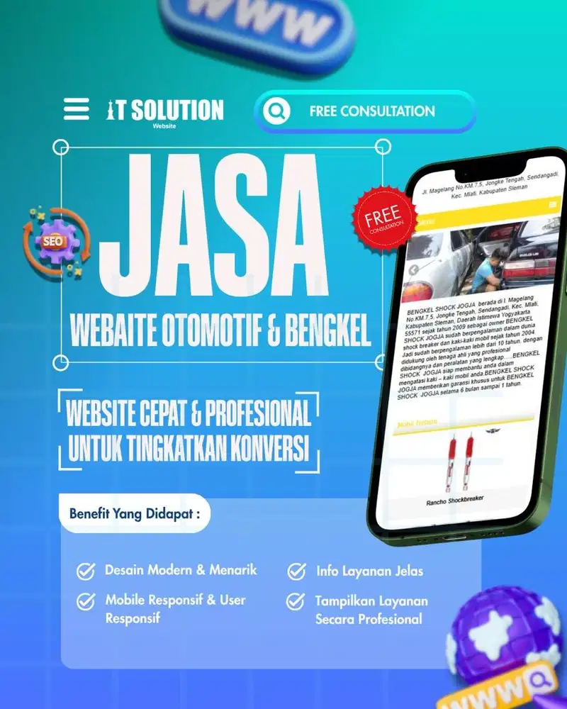 Pembuatan Website Bengkel dan Toko Sparepart Profesional