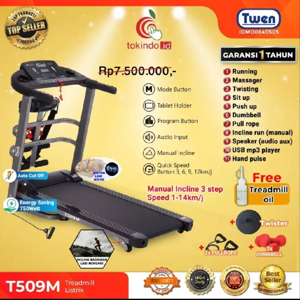 TREADMILL TWEN T509M - Kondisi masih bagus (jarang dipakai)