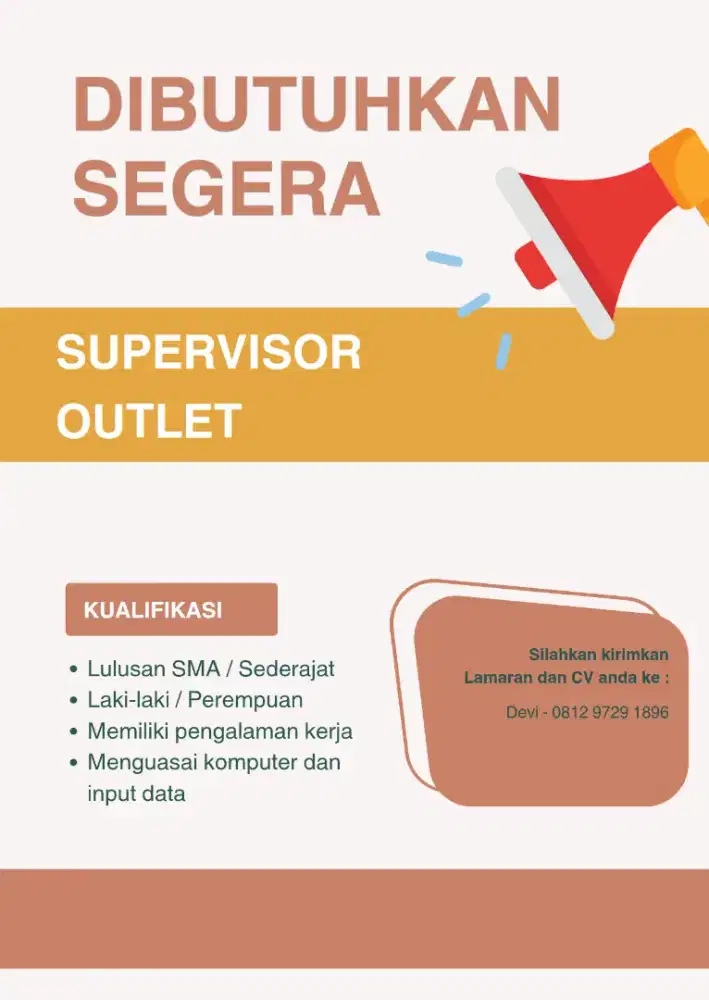 Lowongan kerja - Supervisor outlet