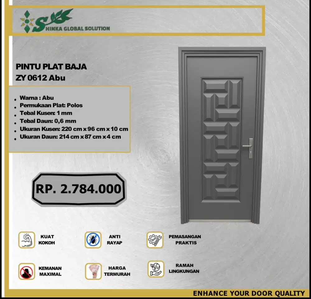 PINTU PLAT BAJA ZY0612 Abu