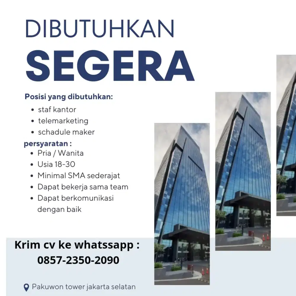 Di butuhkan segera untuk staf/schedule meker