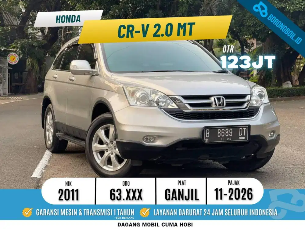 Low Km 63 rb Honda CRV 2.0 MT 2011 Silver Metalik