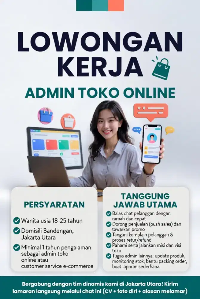 LOWONGAN ADMIN TOKO ONLINE Wanita