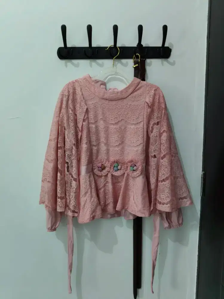 Gamis, Dress, Set Pink Coquette Wanita