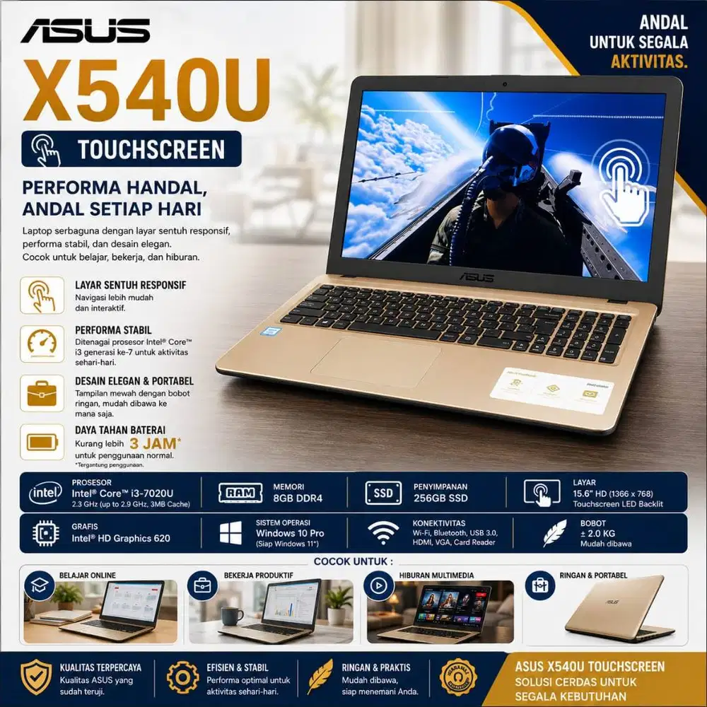 Laptop Asus X540U Ts | I3 - 7020U | Ram 8GB/256GB | Intel Uhd Graphics