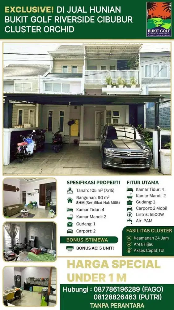 Dijual rumah area bukit golf cibubur harga under 1M