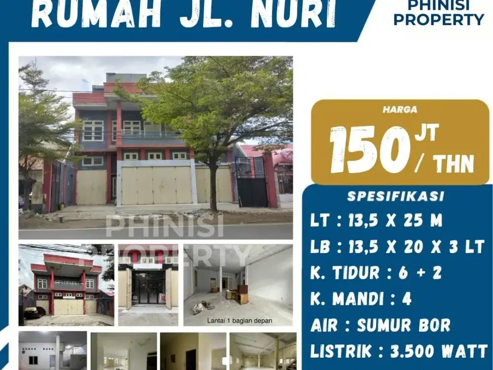 DISEWA Ruko besar di Jalan Nuri
