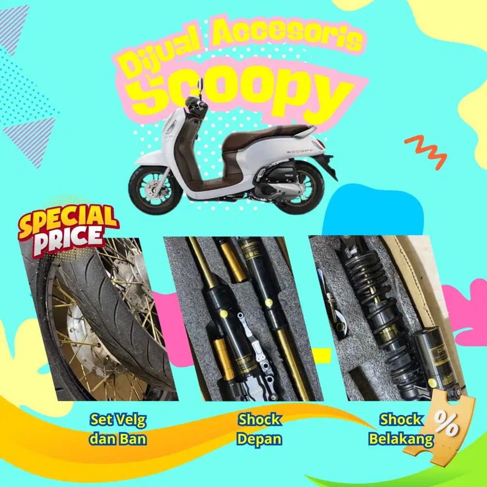 Accesoris Scoopy (Velg + Ban, Shock depan belakang, set master rem)