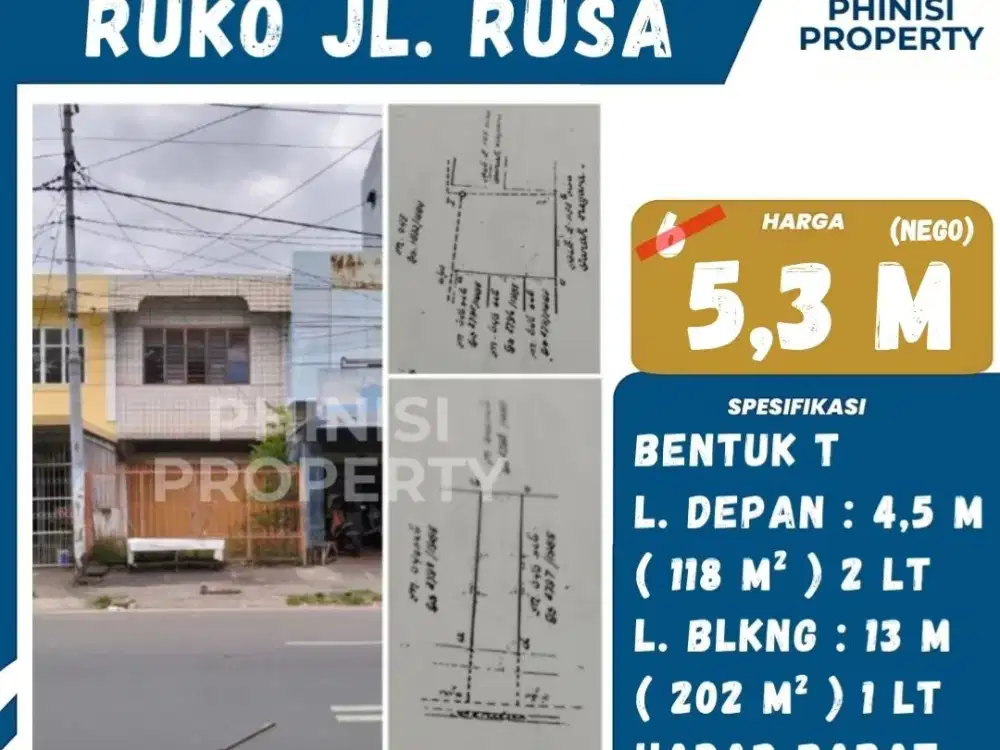 Dijual Ruko Strategis di Jl. Rusa – Lokasi Usaha Potensial