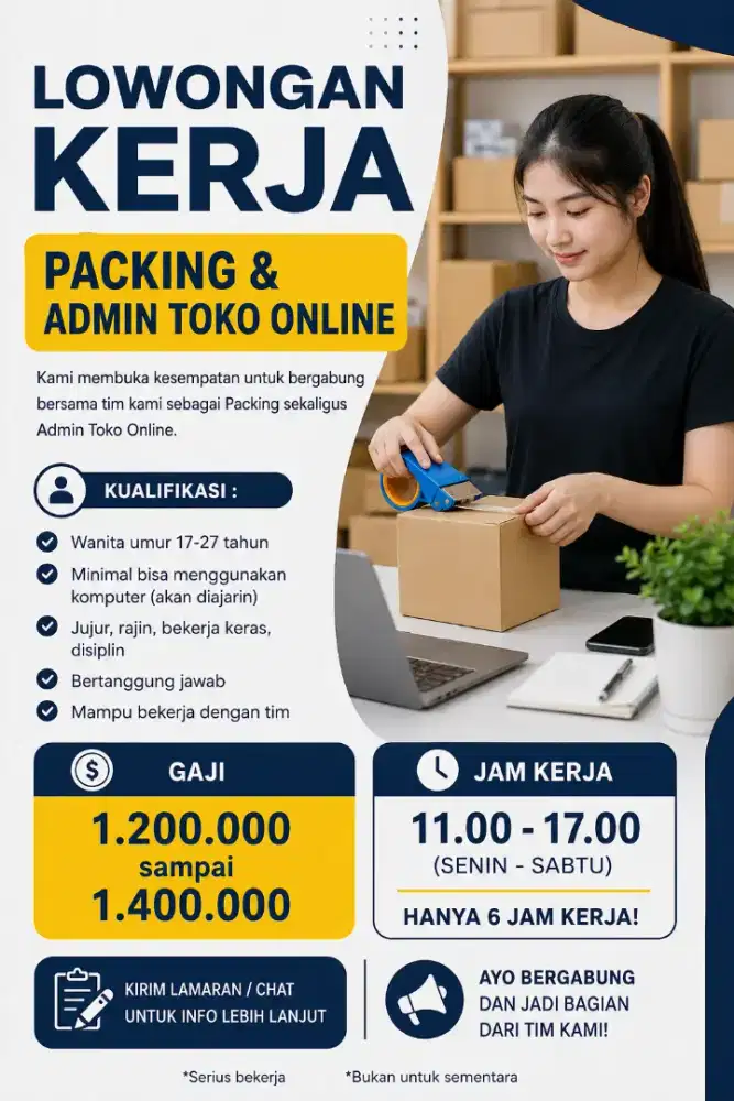 Lowongan Kerja Packing Online Sekaligus Admin