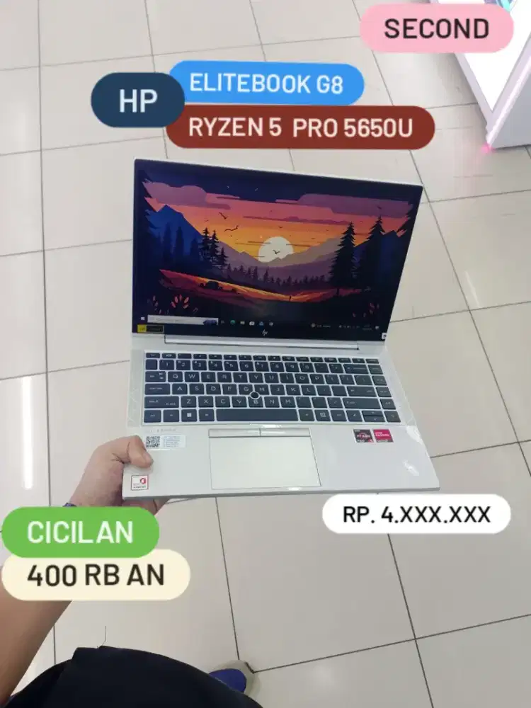 Laptop HP Elitebook Ryzen 5 Pro Ram 8 GB Mulus Cash / Kredit