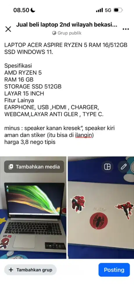Laptop Acer Aspire Ryzen
