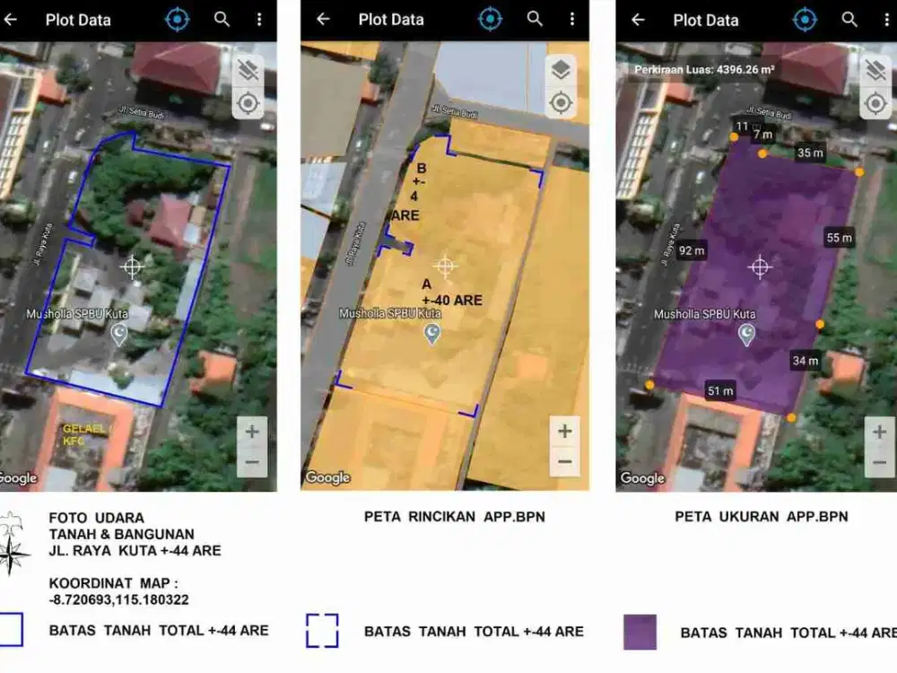 Dijual tanah bangunan & pom bensin area komersial Raya Kuta Bali