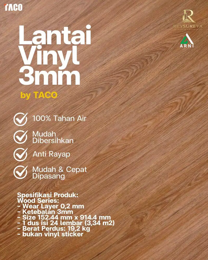 Lantai Vinyl Flooring byTACO 3mm/ 1 Box isi 3,34m2/ Modern