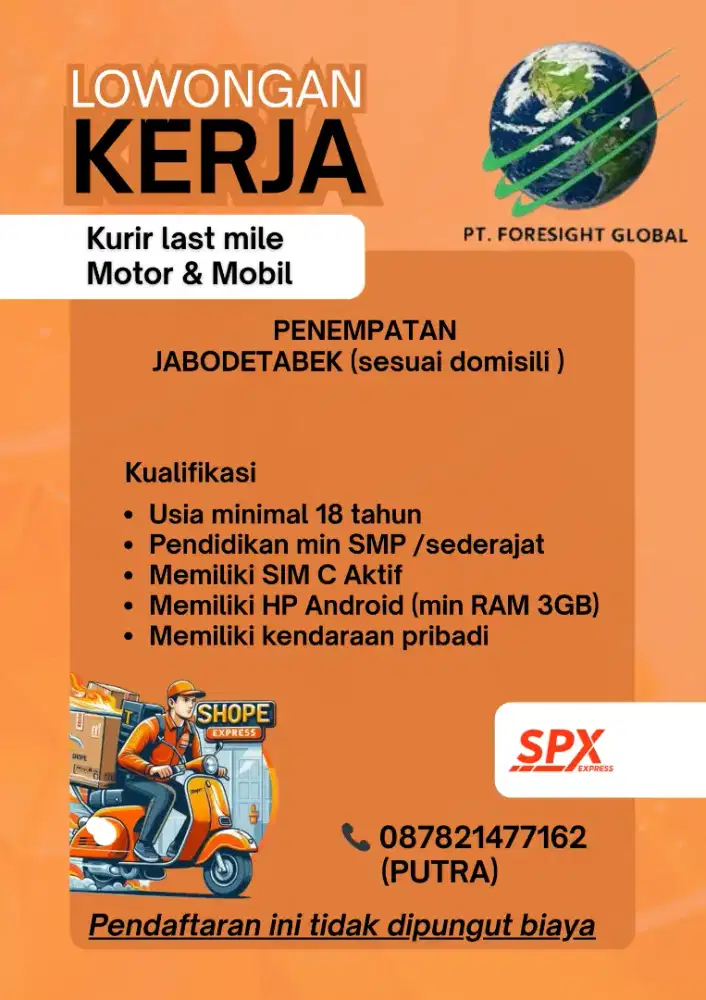 Loker kurir Last mile Jabodetabek