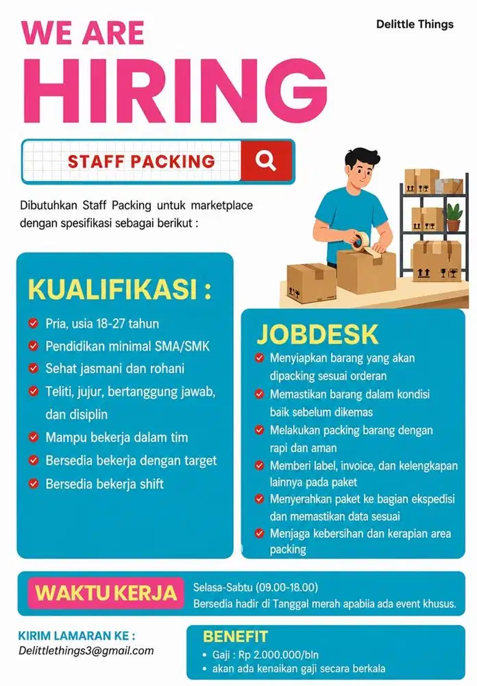 Lowongan pekerjaan staff packing marketplace