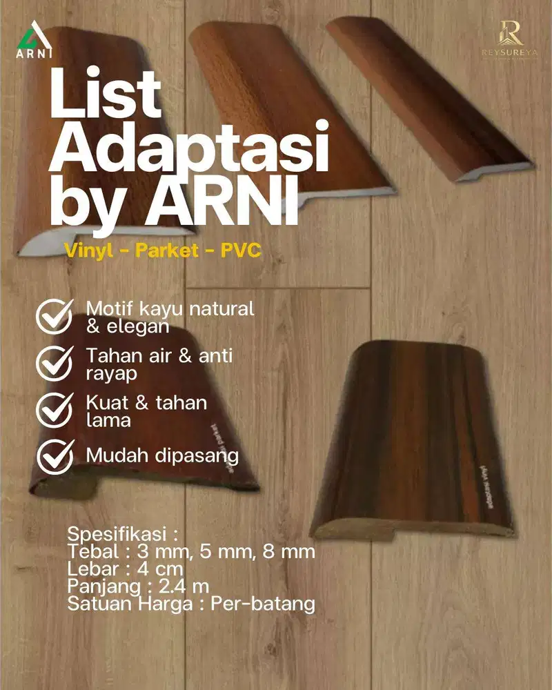 List Adaptasi PVC Board by ARNI, Bisa Custome Warna/ Parket - Vinyl -