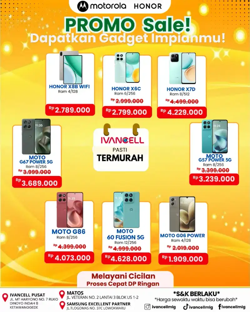 MOTOROLA | HONOR HARGA TERMURAH!!! CICILAN BUNGA RENDAH
