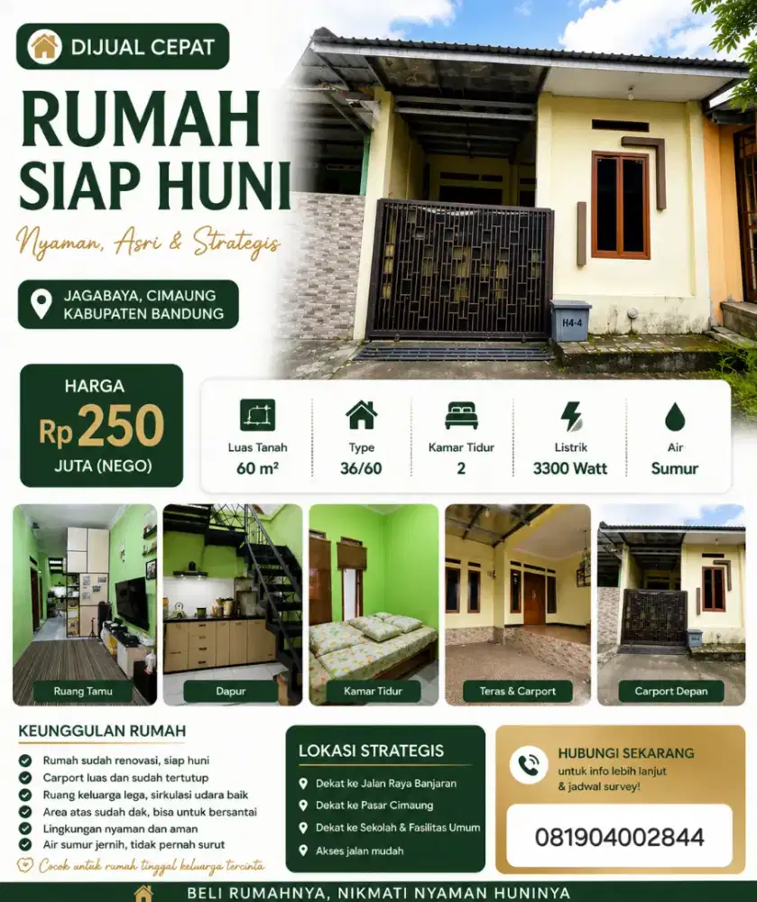 Dijual Rumah Siap Huni Full Renovasi Cimaung Bandung Rp250 Juta