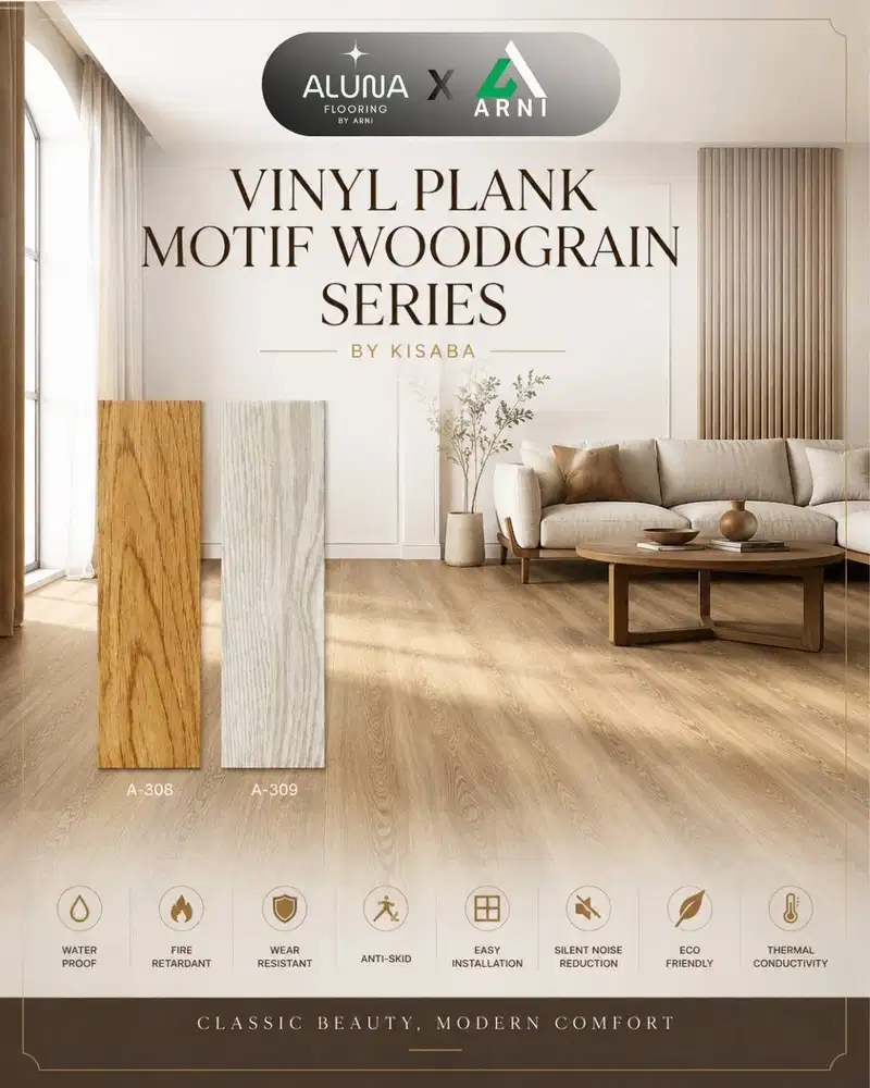 Vinyl Plank Kisaba Motif WoodGrain Series Tebal 3mm | Vinyl Lantai |