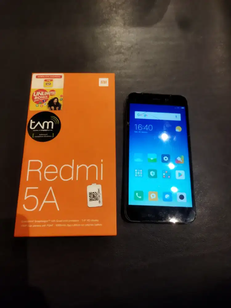 Jual xiomi redmi 5a minus tc retak sentuh normal kel hp dus