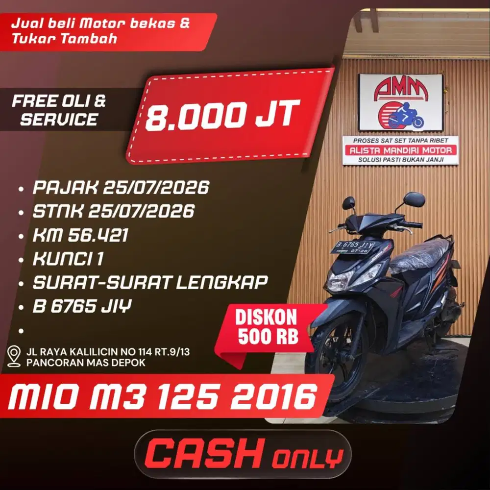 MIO M3 125 2016 PAJAK HIDUP SPAYLATER KREDIVO CC 0% CASH ONLY ALISTA