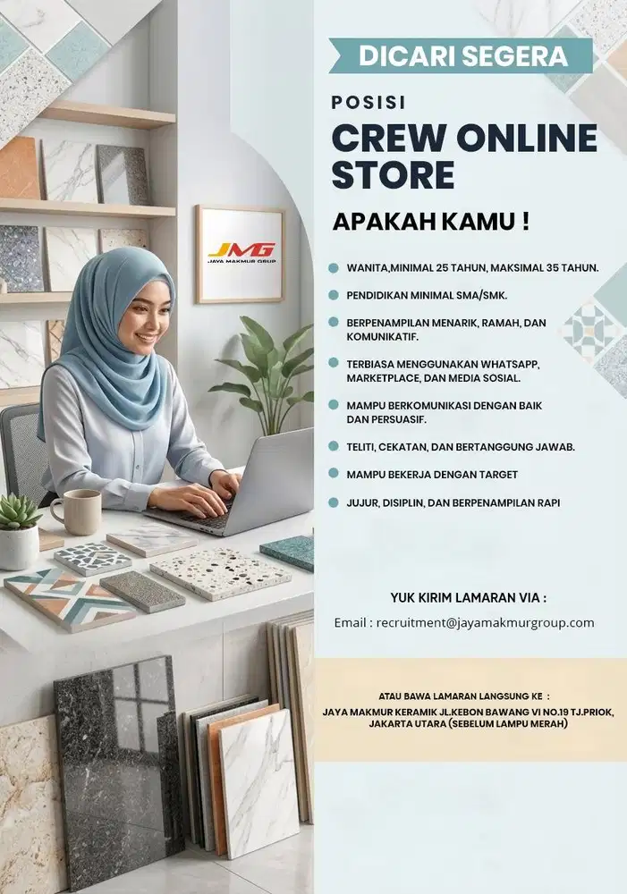 DIBUTUHKAN SEGERA CREW ONLINE STORE TOKO KERAMIK & BANGUNAN