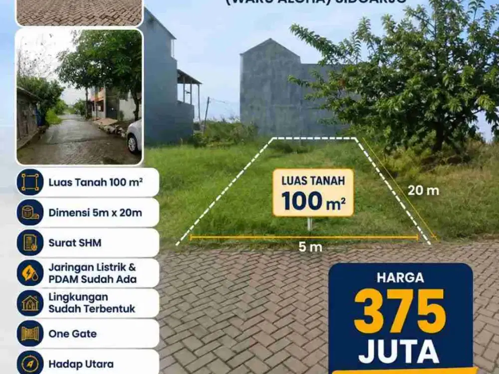 Tanah Murah siap Bangun di Bangah Jaya Indah, Waru, Sda