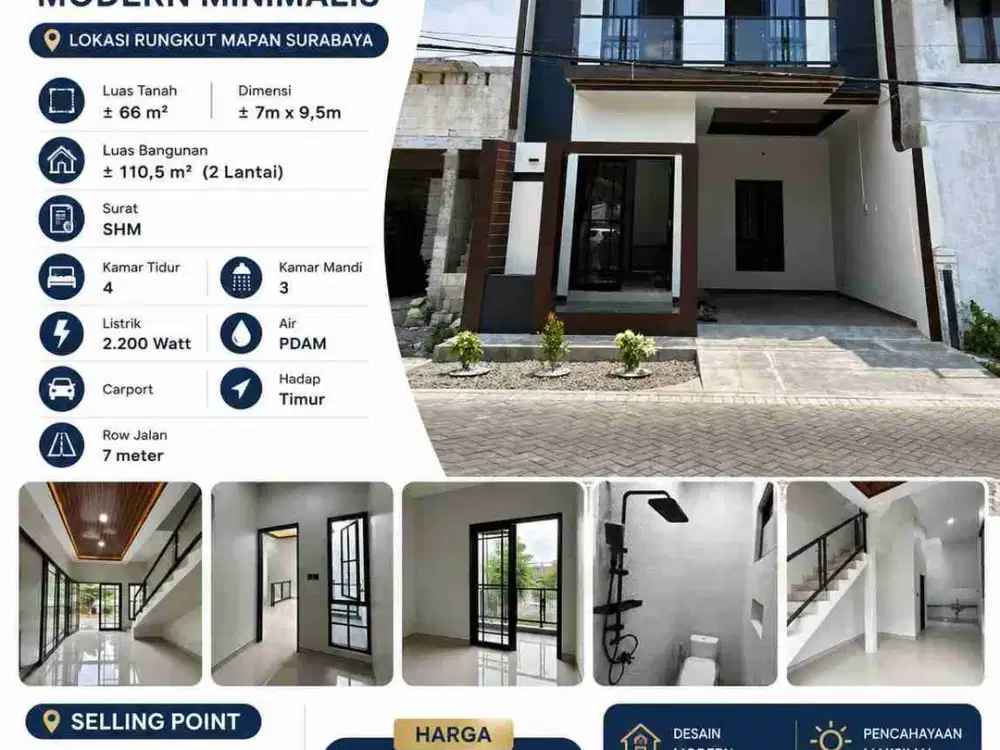 Rumah Baru 2 Lantai di Rungkut Mapan, Sby Timur