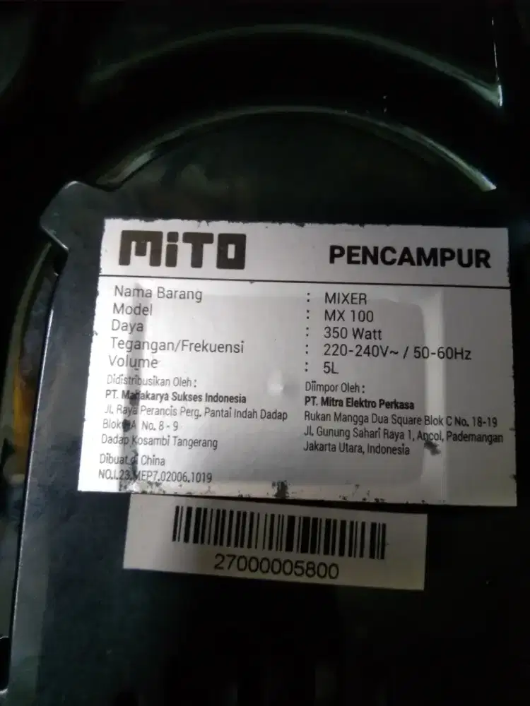 Mixer mito tipe MX 100