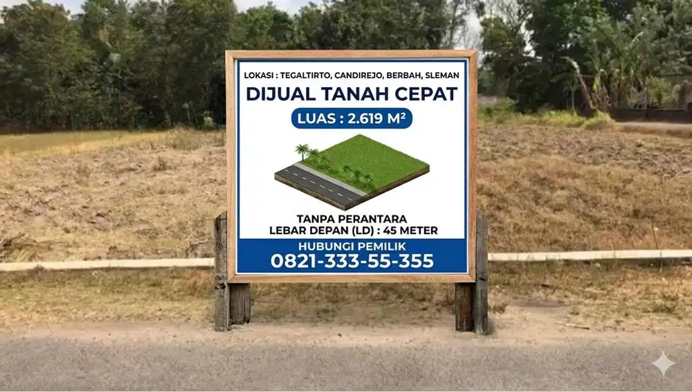 Tanah Strategis View Bukit Pinggir Jln Aspal Sleman