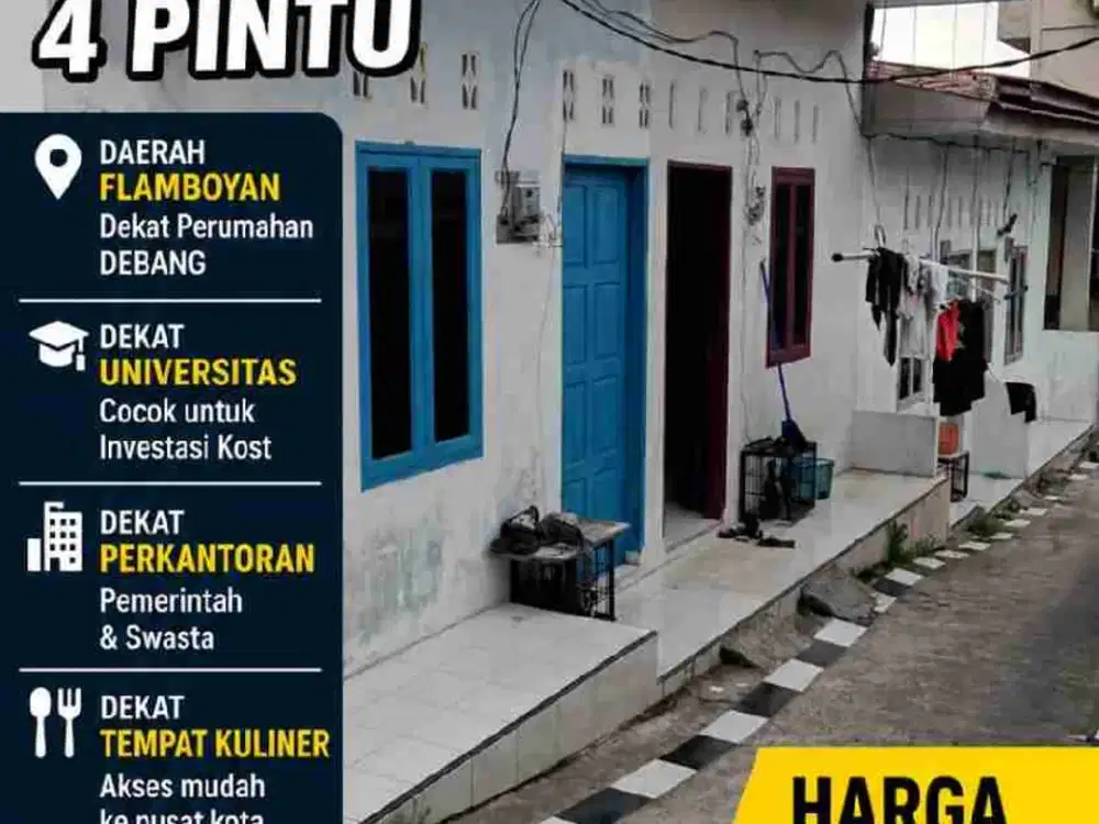 Jual Rumah sewa 4 pintu murah daerah Flamboyan setia budi ringroad